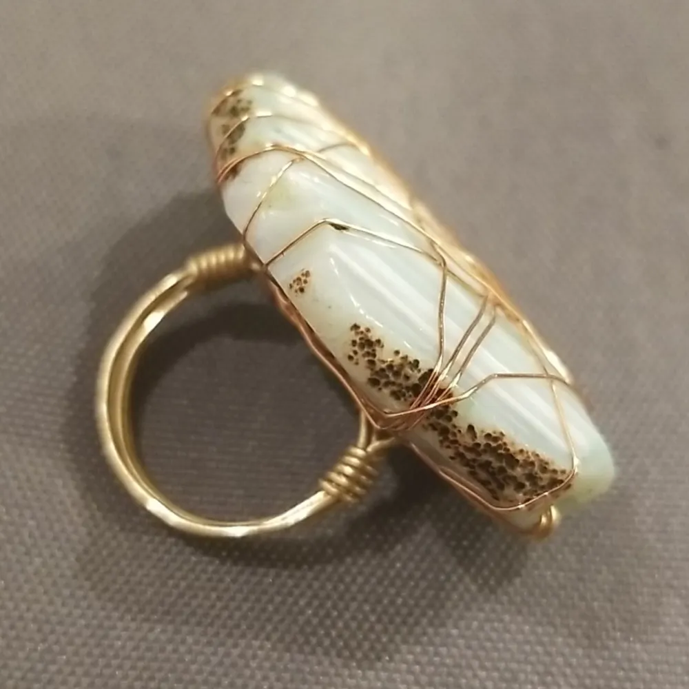Vanessa Mooney 💕💕 Brazilian Agate Wire Wrap Ring - Image 4