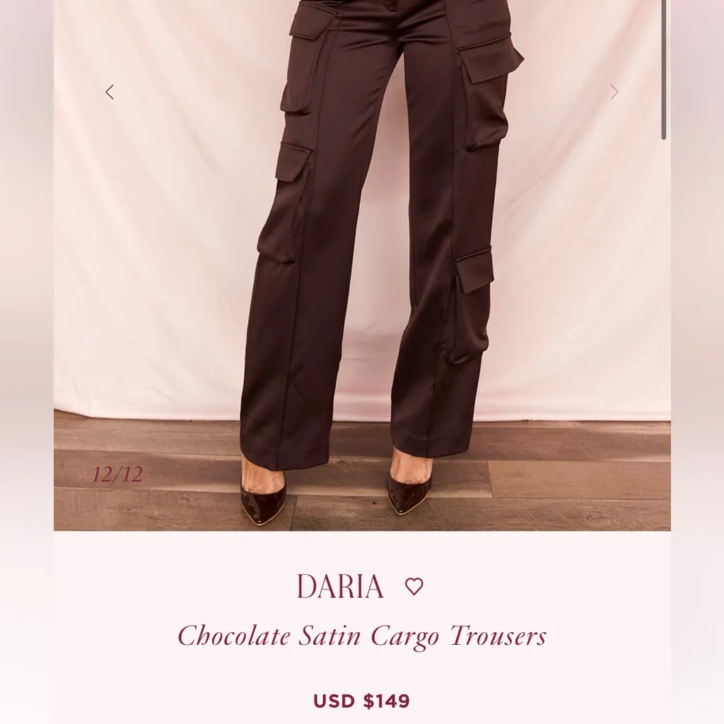 House of cb Daria cargo chocolate trousers‎ pants NWOT size L longer length - Image 3