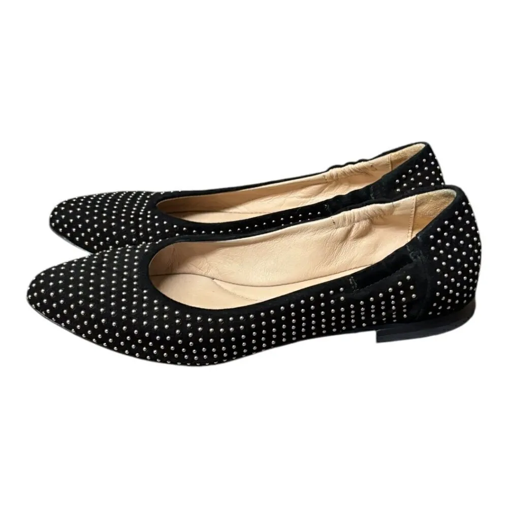 Italeau Shoes Women's Size EU 36 US 5.5 Suede‎ Studded Flats Black - Image 2