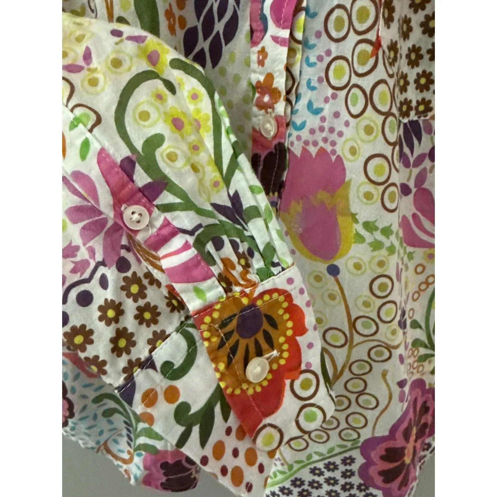 J.‎ Crew Ratti Retro Floral Popover Classic Fit  Shirt Rose Multi Size 2 - Image 13