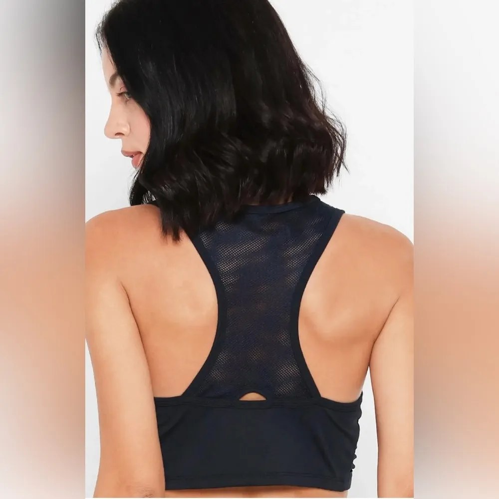 Forever 21 Side Slit Mesh Sports Bra, Black, Size S, EUC - Image 3