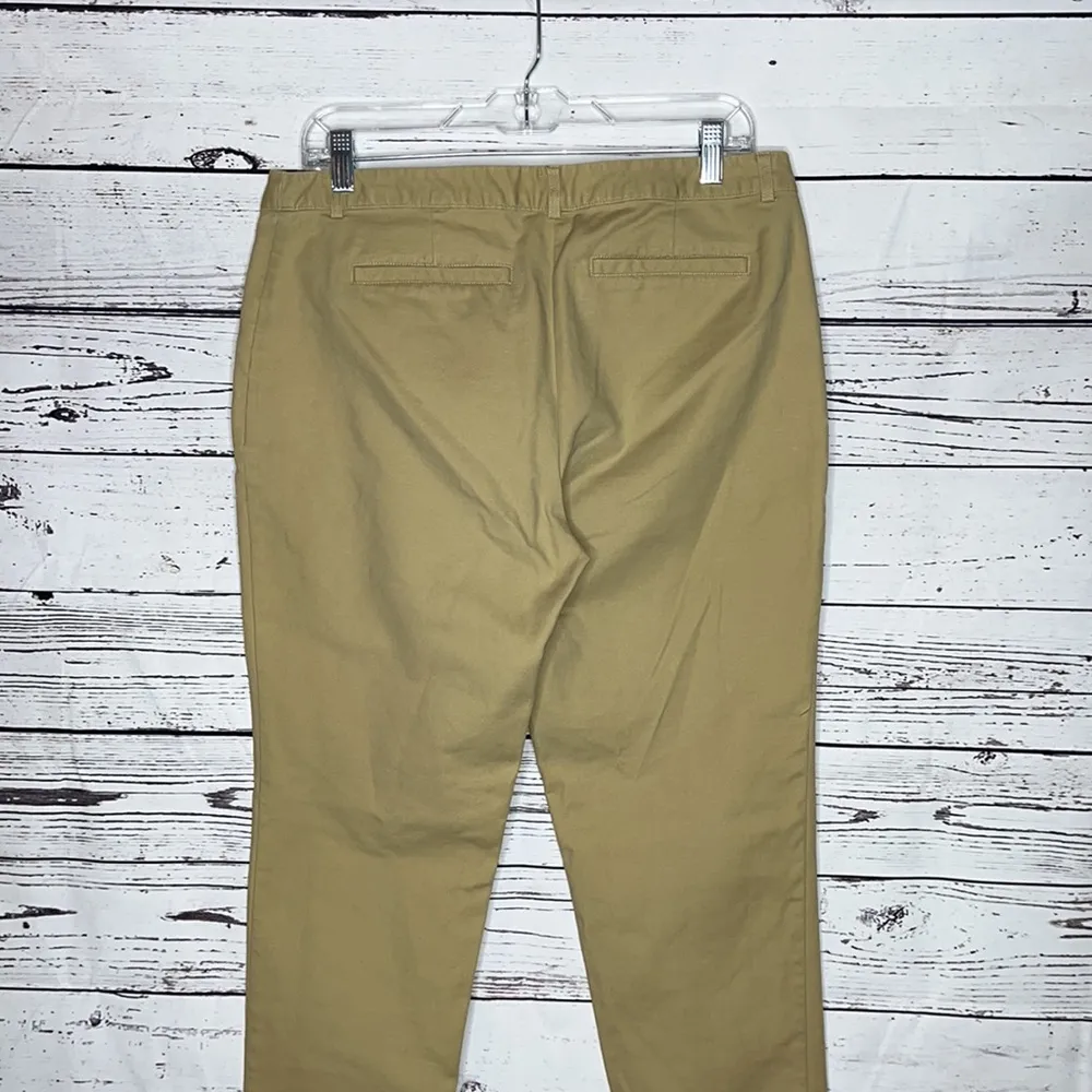 Michael Kors Size 10 Khaki Tan Gold Zipper Slim Fit Skinny Leg Ankle Dress Pants - Image 4