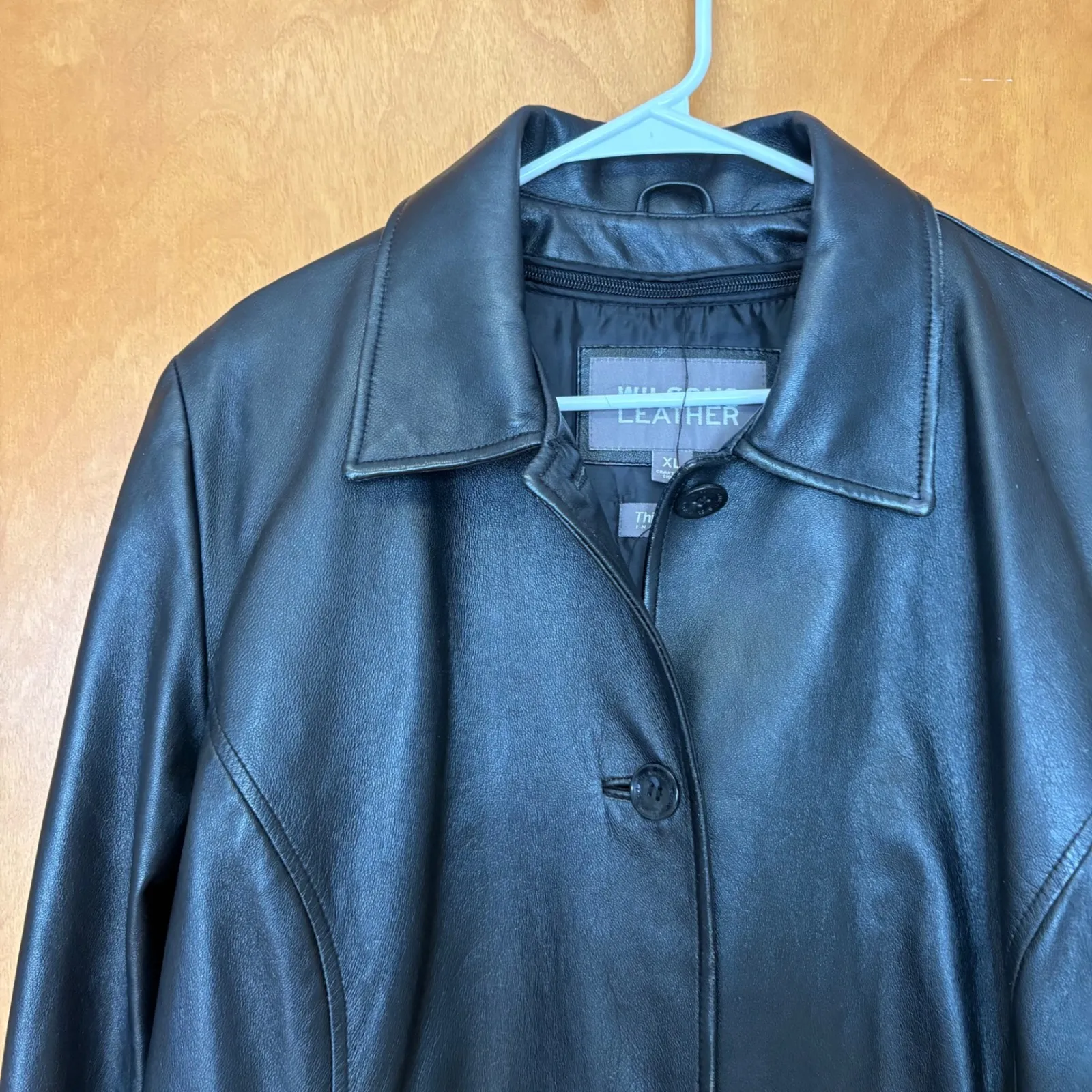 Wilson Leather Black Button Front Jacket Coat Women XL Thinsulate Lined - Image 4