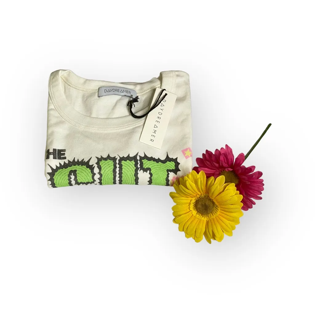 new Daydreamer x Free People 𖦹 The Cut Shrunken Baby Tee 𖦹 Vintage White 𖦹 M - Image 10