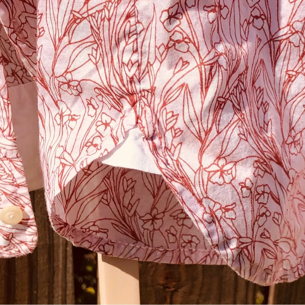 J. Crew Floral Cotton Long Sleeve BlouseTop Pull Over S - Image 6