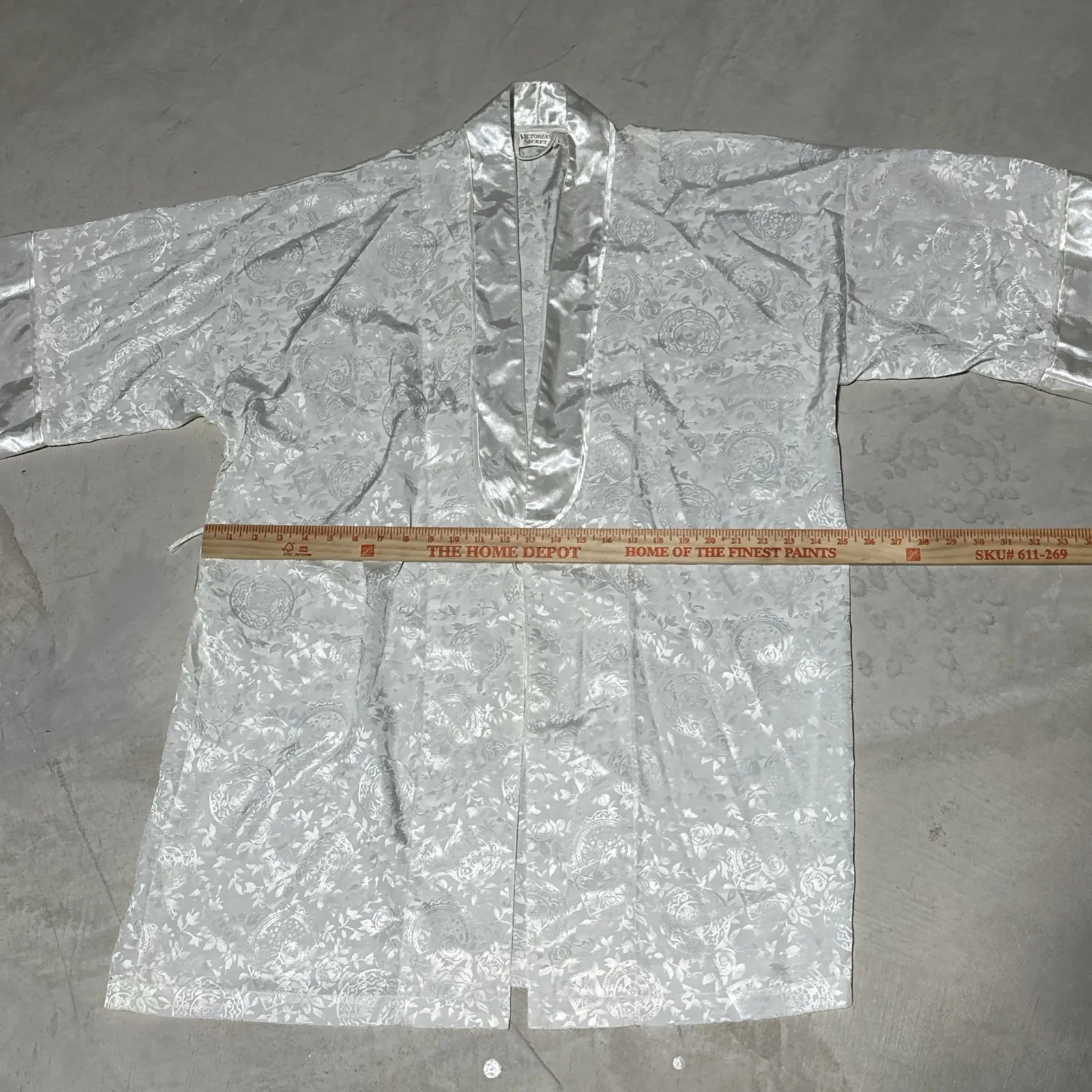 Victoria's Secret Gold Label VTG 90s Satin Lace Ivory Robe One Size Y2K Retro - Image 4