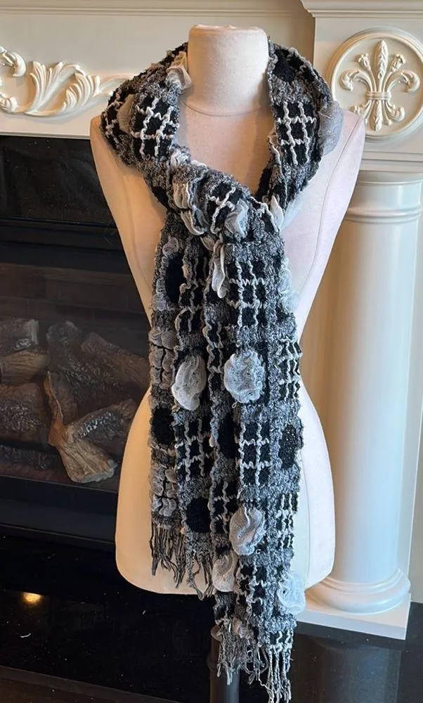 Cozy Winter Scarf Black White Wrap Womens - Image 6