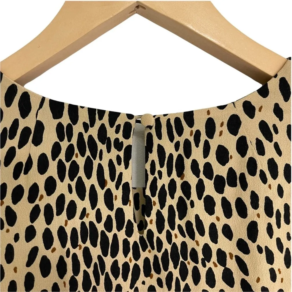 J. CREW Jules Dress Wildcat Animal Print Shift Mini Sheath Creme Black Size 0 - Image 7