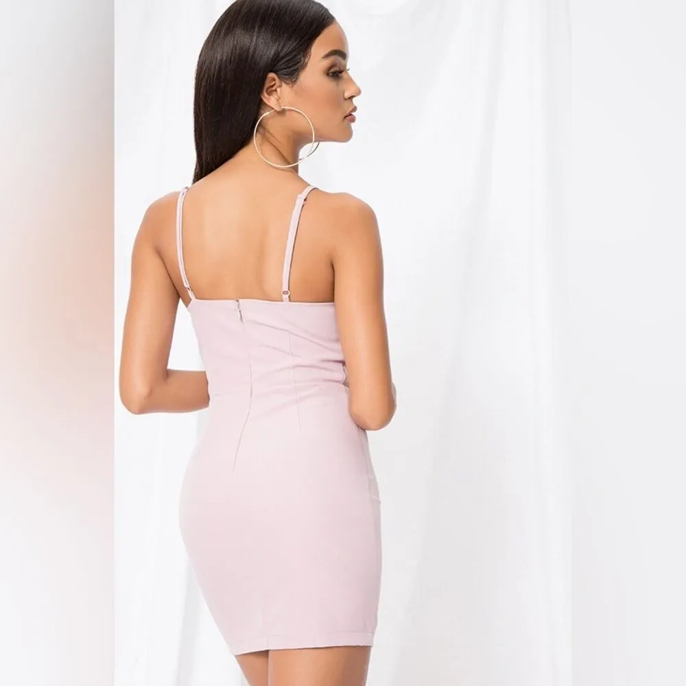 Superdown Mauve Bodycon Mini Dress Small Pink Spaghetti Strap Revolve Cocktail - Image 10