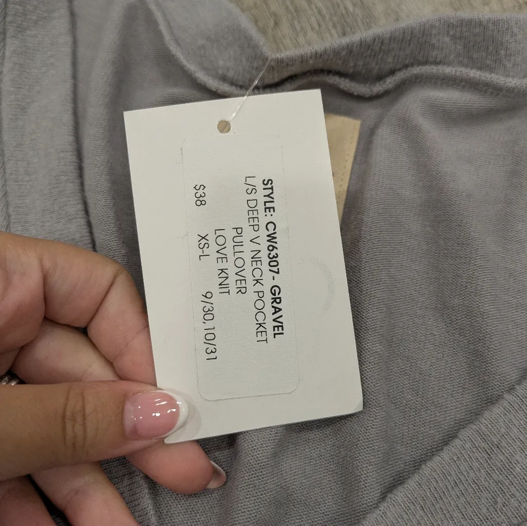 NWT Chaser Gravel Deep V-Neck Pocket Pullover Sweater Size Medium - Image 5