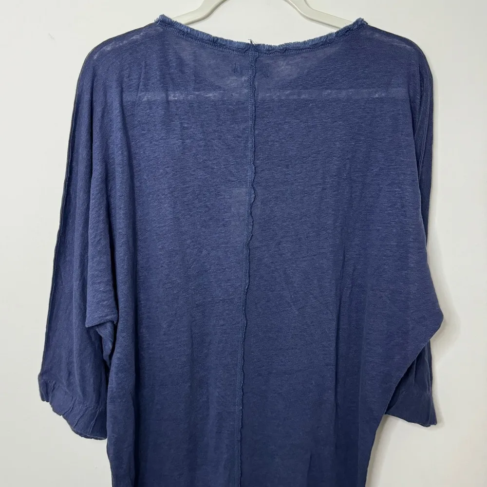 NEW Sundance Everyday Super Soft Linen Dress in Navy Blue Long Sleeve Fall Knit - Image 8
