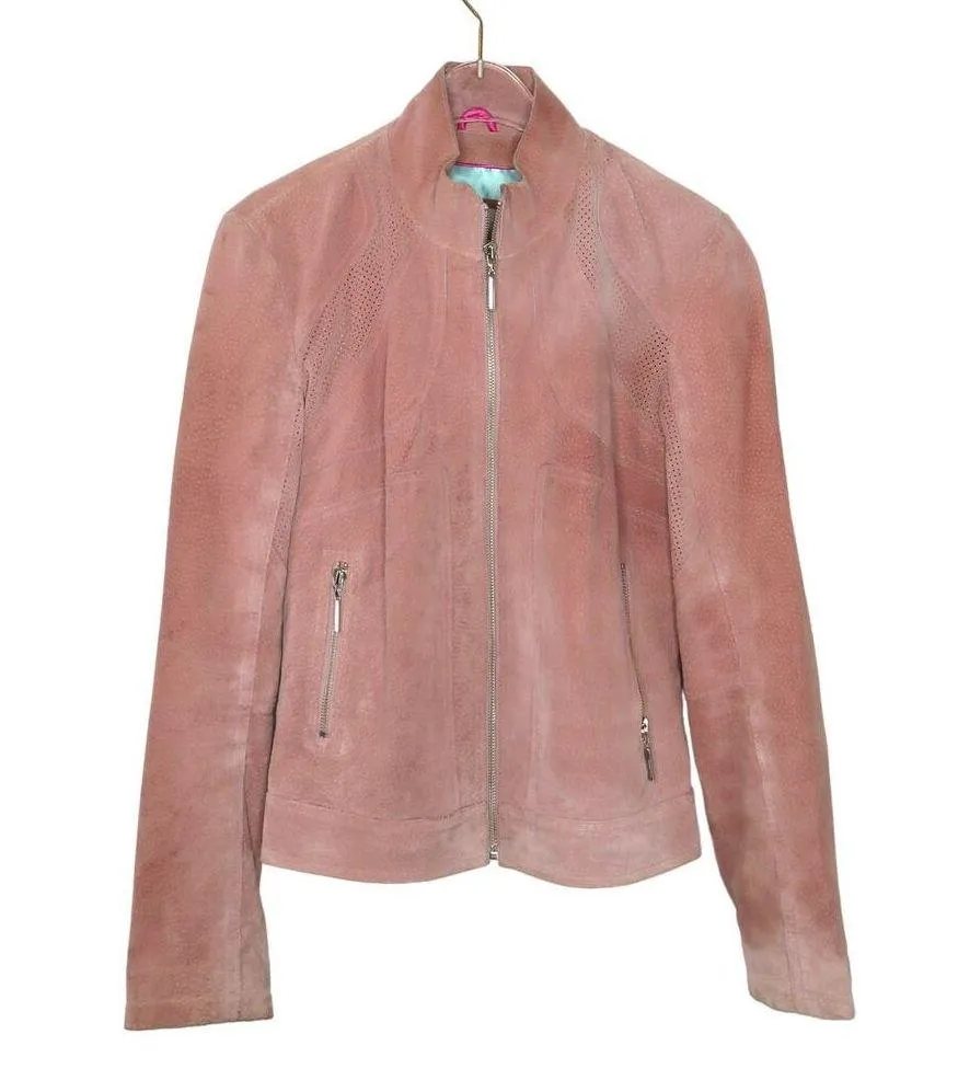 Vintage Wilson's Leather Pink Leather Jacket Pink Suede Small Glam - Image 5