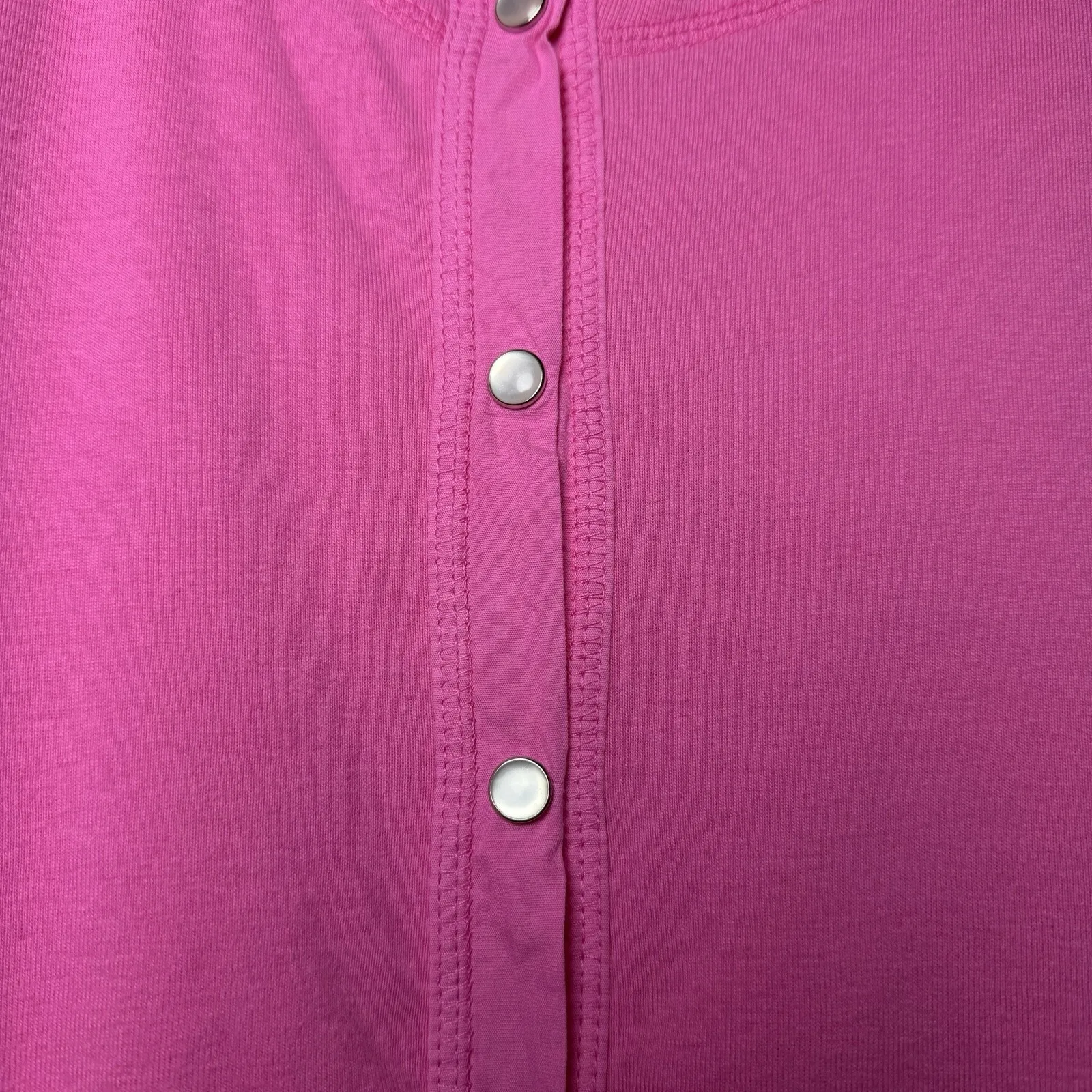 Fresh Produce Women's Baby Rib Essential Cardigan Pink Tea Rose 2X Made in USA - Image 5