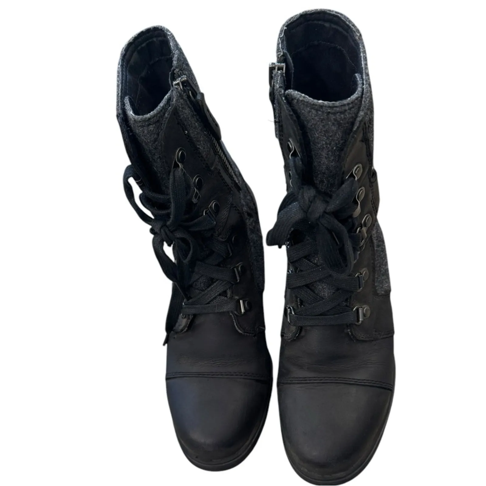 Sorel Women's Major Carly Leather Boot Black & Gray Lace-Up Size 6 - Image 5