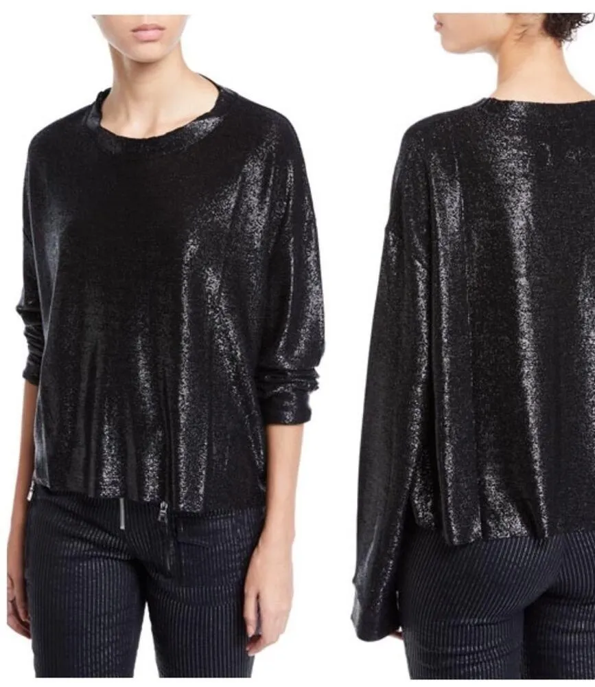 RTA Emmett Black Metallic Blouse XS Long Sleeve Lightweight Top Whimsigoth - Image 7