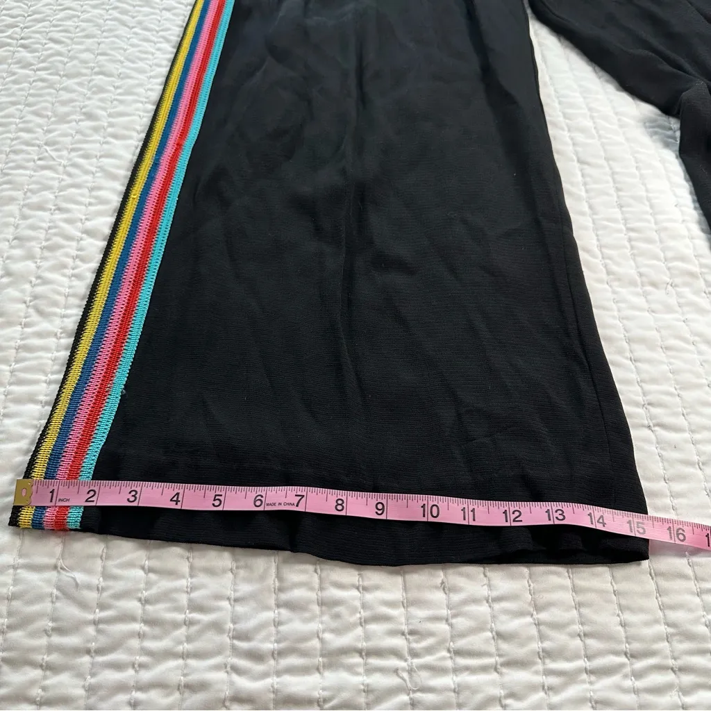 SFIZIO Made in Italy 100% Viscose Elegant Black Track Pants with Side Stripe Size XS - Image 9