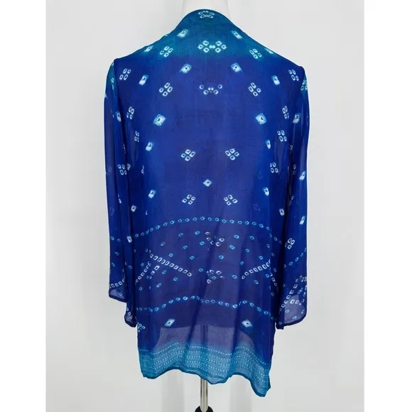 Soft Surroundings Blue Sheer Kimono Cardigan Large Boho Open‎ Front Lightweight - Image 6