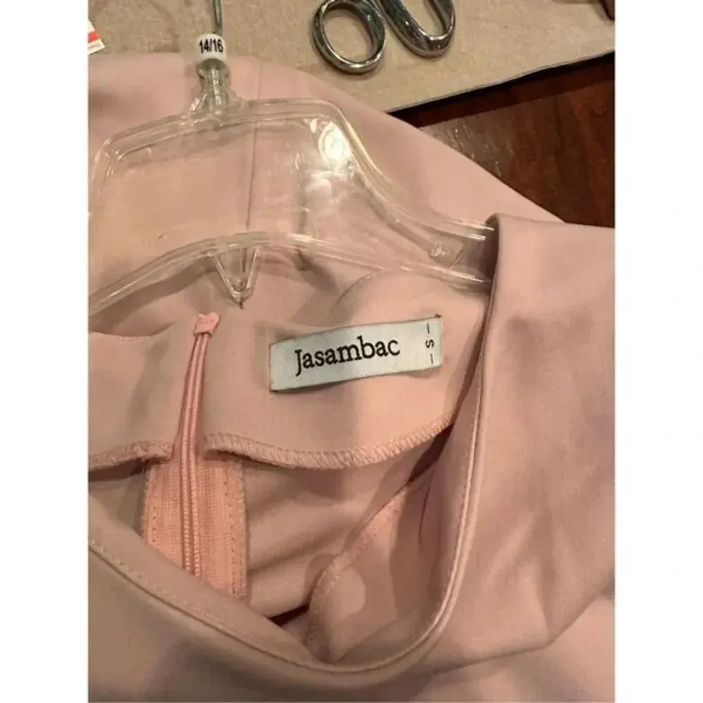 JASAMBAC Women's Bodycon Pencil Dress with Pocket Sz S‎ NWT Very Flattering Pink - Image 3