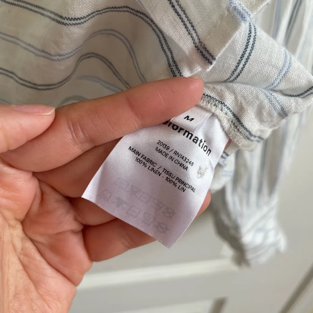 Reformation Preston Linen Stripe Button Down Size M - Image 4