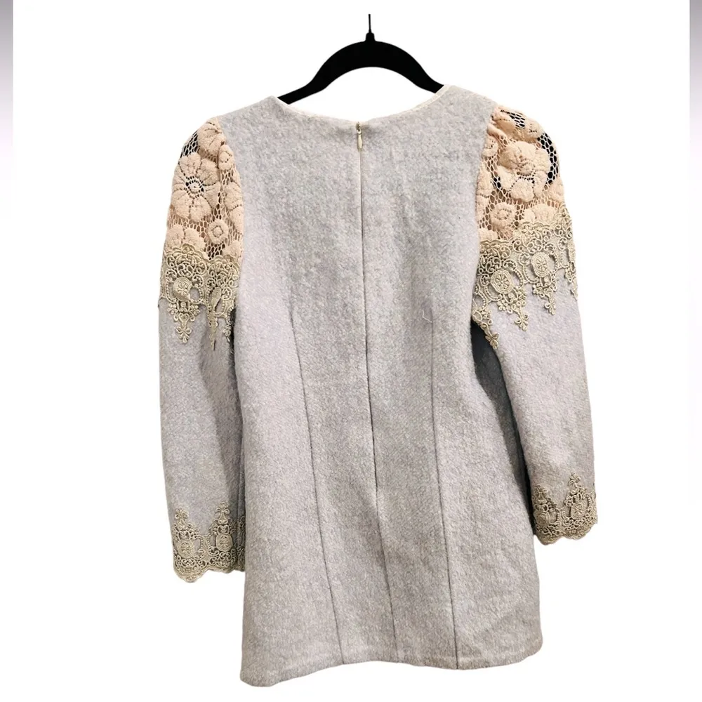 Sister Jane Wonder Party Mini Dress Blue Crochet Lace Embellished Size XS New - Image 11