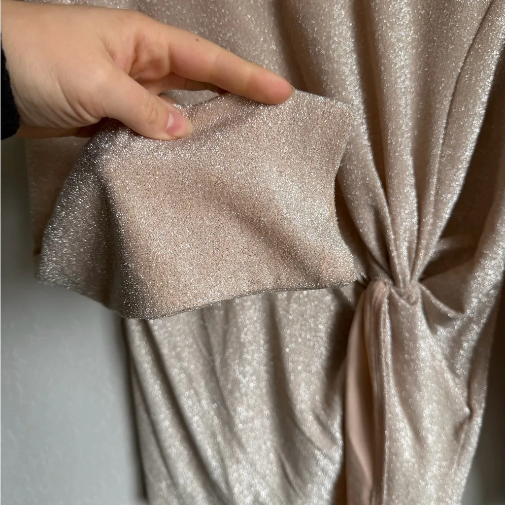 NWT Karen Kane Pink Chill Shimmer Twist Top Blouse Womens L Shimmer Coquette - Image 3