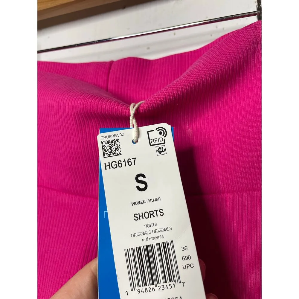 NEW Adidas Womens Small Pink Ribbed Bike Shorts - Image 3