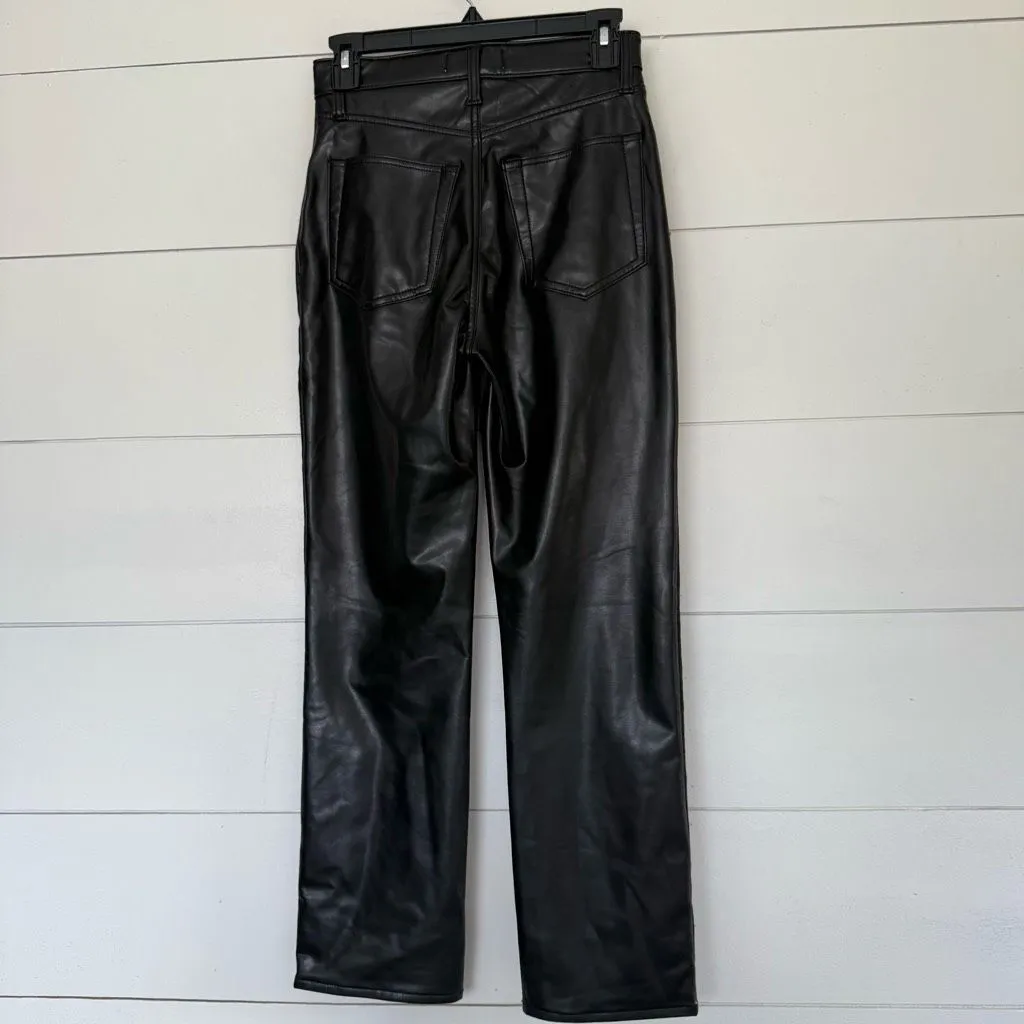 Abercrombie & Fitch Women’s 26 Ankle Straight Grey Denim Faux Leather Jeans - Image 3