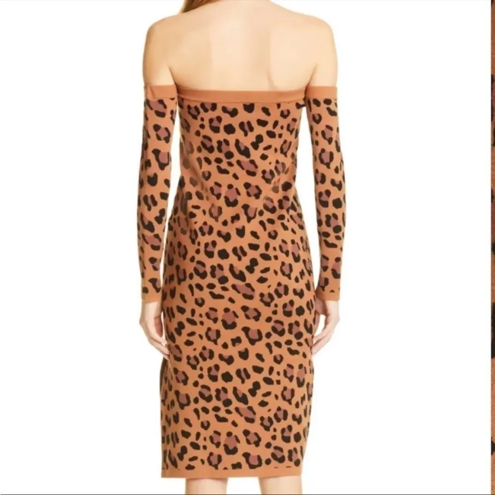L’AGENCE Felicia Off The Shoulder Leopard Sweater Dress Size Large New w/ Tags! - Image 7