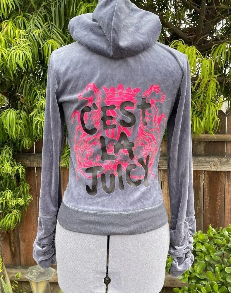 Juicy Couture Vintage Velour Zipup Hoodie. Size M - Image 12