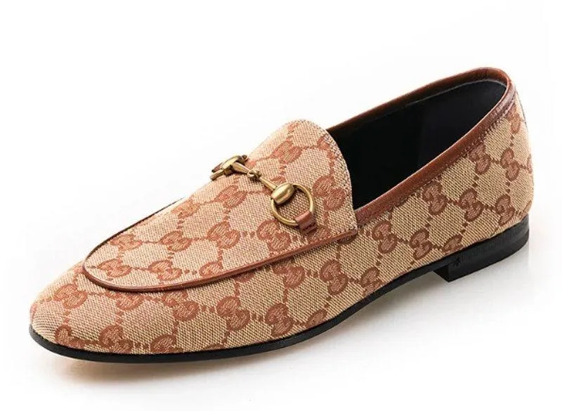 Gucci Jordaan Canvas GG Monogram Horsebit Loafers in Beige Ruggine Rust - Image 4