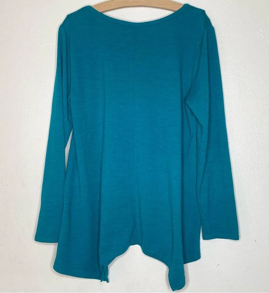 Allison Brittney turquoise long sleeve lightweight sweater - Image 2