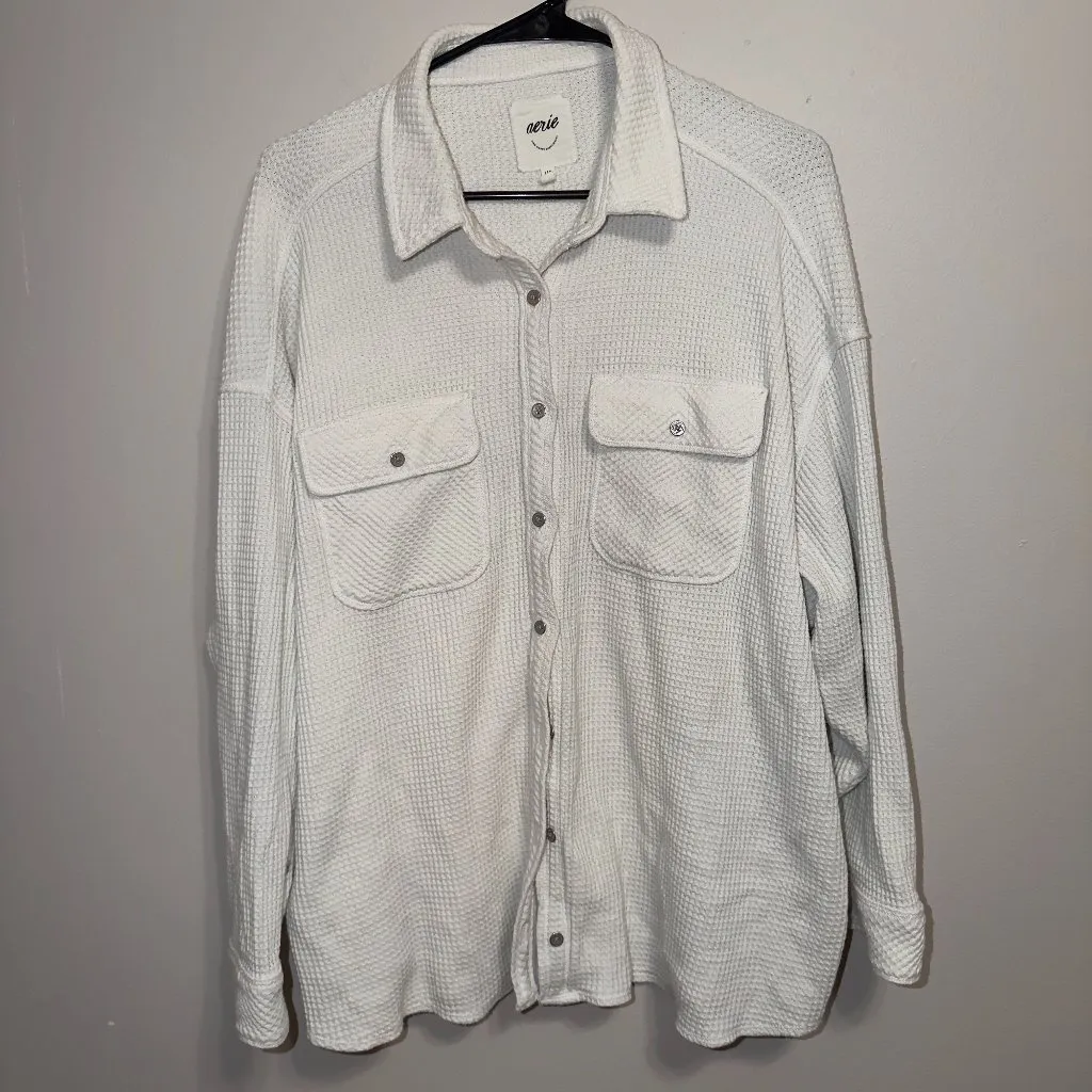 Aerie Lumberjack Shacket Size Large Button Front Oversized Jacket - Image 2