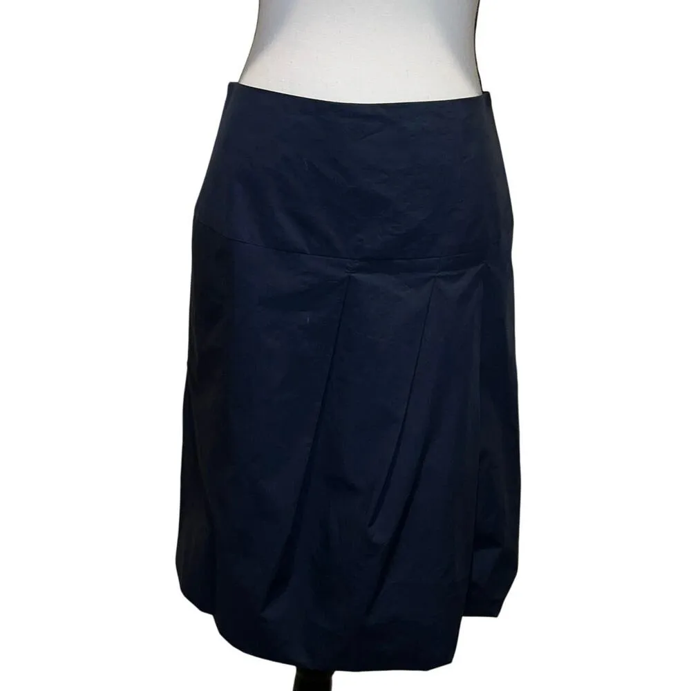 Pauw Amsterdam Cotton Navy Blue Knee Length Bubble Hem Wrap Skirt Size 0 (XS) - Image 2