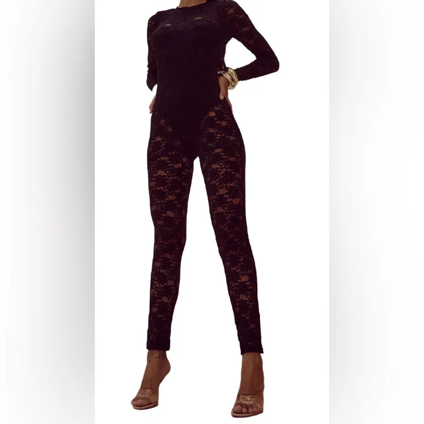 Runaway The Label Katnis Black Lace Jumpsuit - Image 2