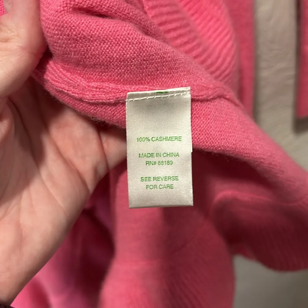 Lilly Pulitzer  Lindsay Cashmere Pink Ruffle Trim Sweater Cardigan Size Medium - Image 6