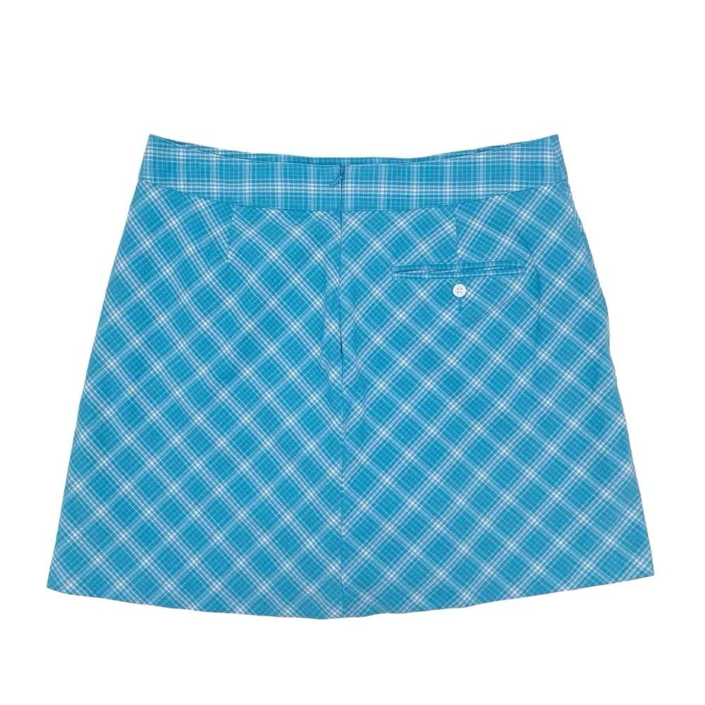 Lady Hagen Golf Skort Athletic Skirt Blue Plaid Pleated Front Women's Size 8 - Image 2