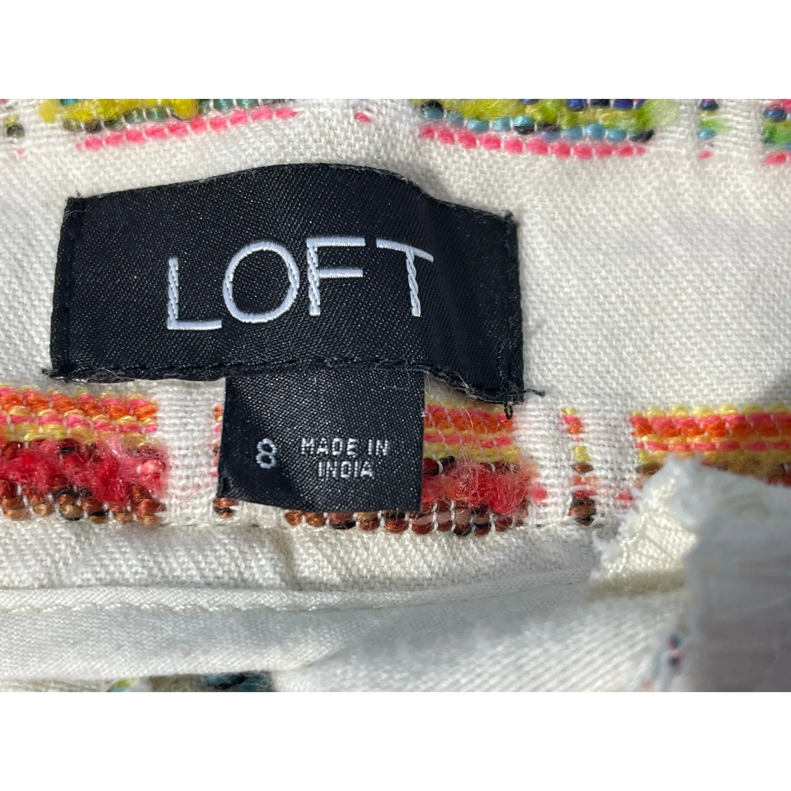 Loft Shorts Size 8 Cream Embroidered  High Rise Preppy Country Club Boho - Image 5