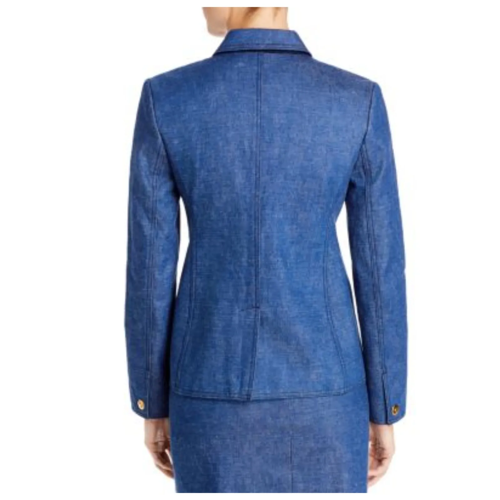 Tory Burch Raw Denim Blazer Size 6 - Image 4