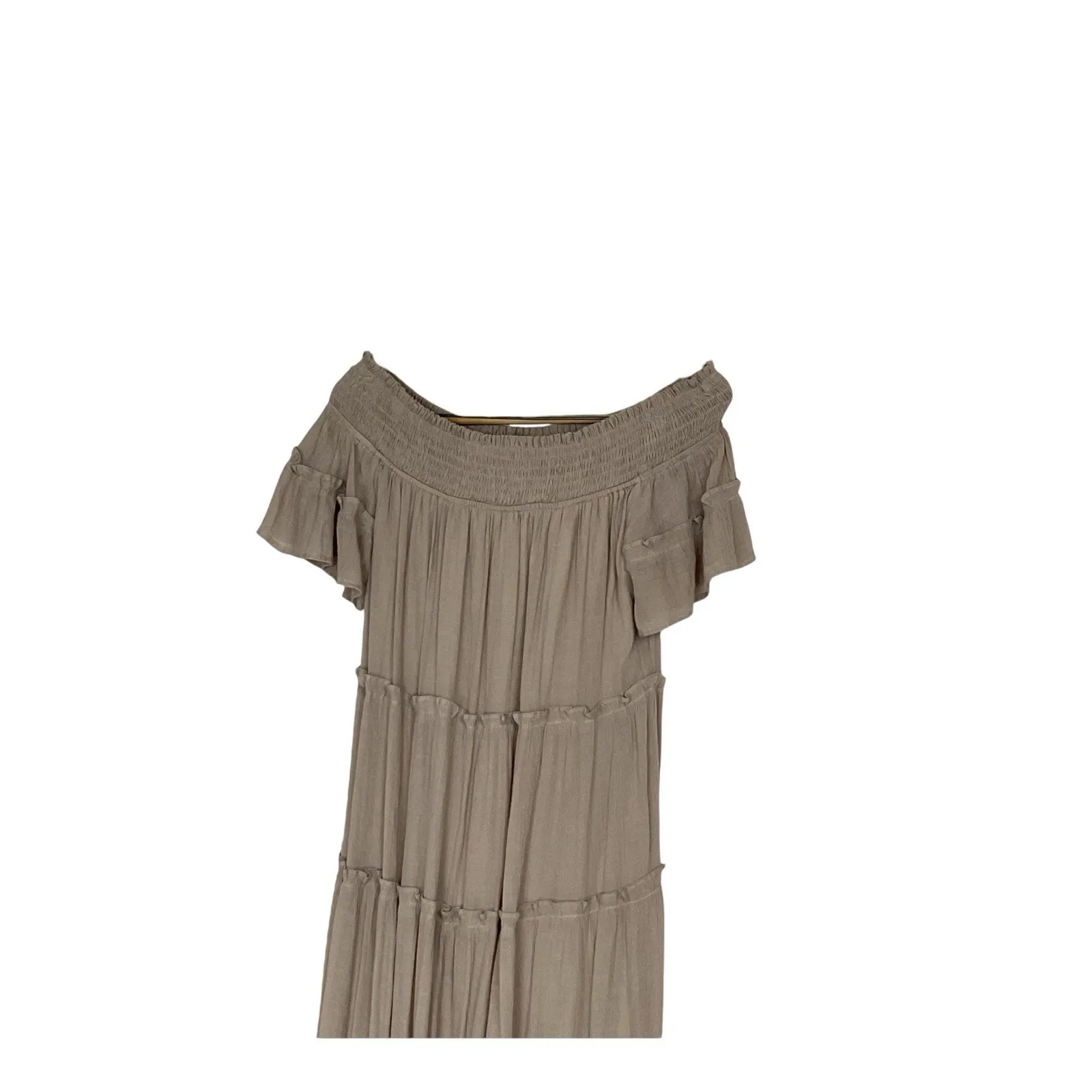 Jodifl Maxi Dress  Off Shoulder Tiered‎  Taupe Size L - Image 2