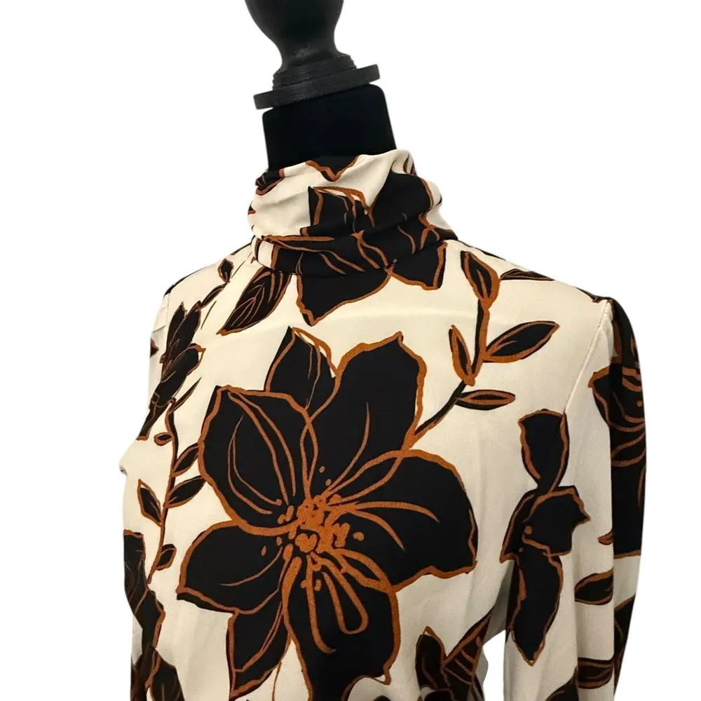 Share Alexia Admor Mock Neck Belted Maxi‎ Dress Size 6 brown Floral Modest NEW - Image 6