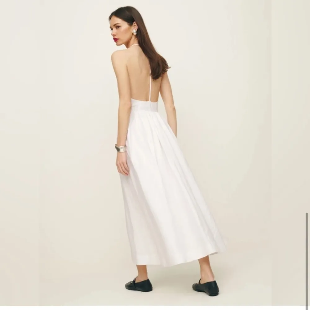 NWT Reformation Percy Linen Dress size 12 White Maxi Midi Halter - Image 10