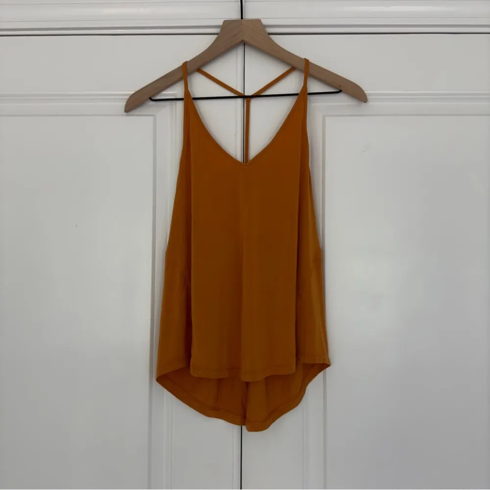 Lululemon Modal-Silk Yoga Tank Top in Autumn Orange athletic yoga Flowy tie back - Image 3