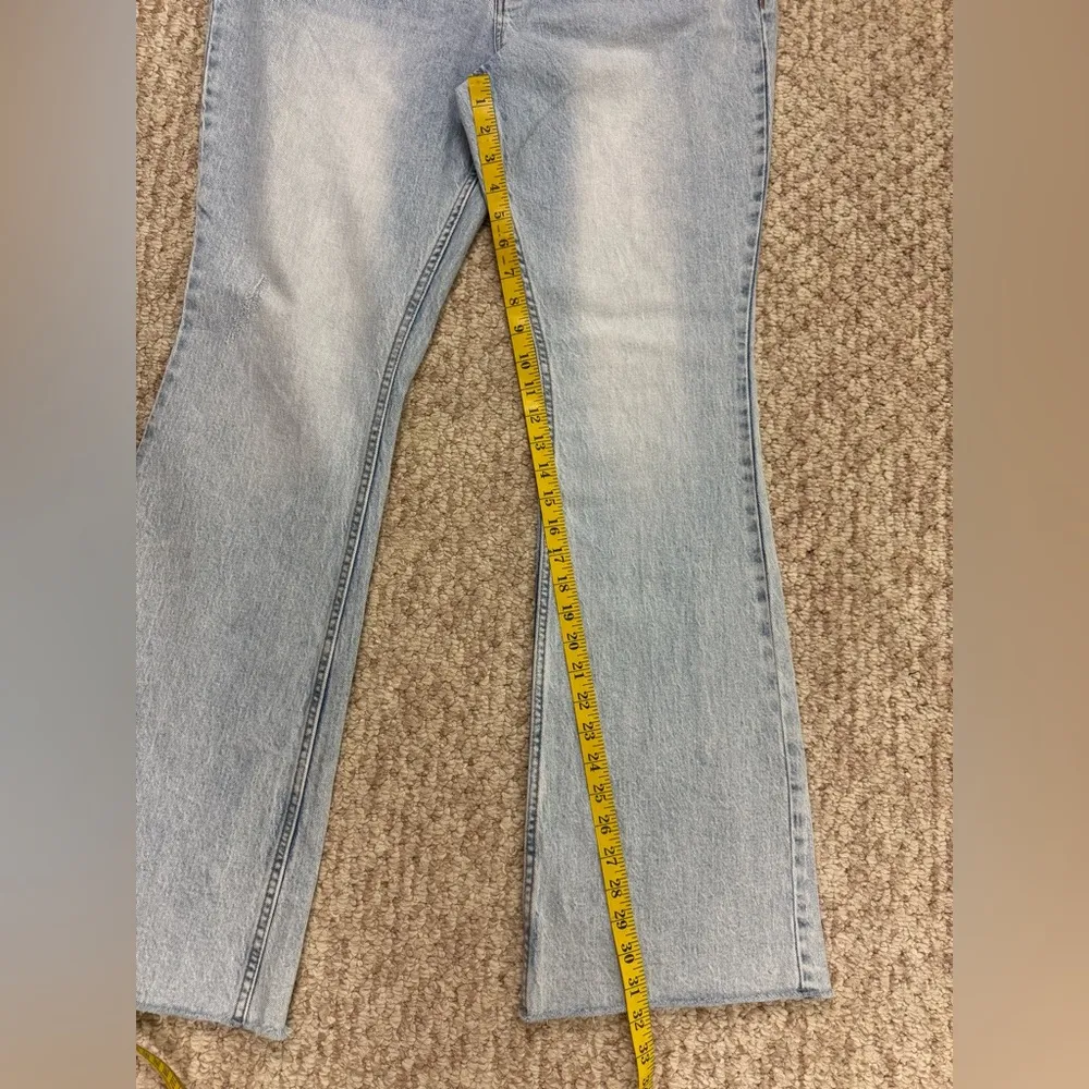 Cleo + Wolf Jeans Women's 31W/34L Blue High Rise Bootcut Raw Hem Button Fly Pant Size undefined - Image 4