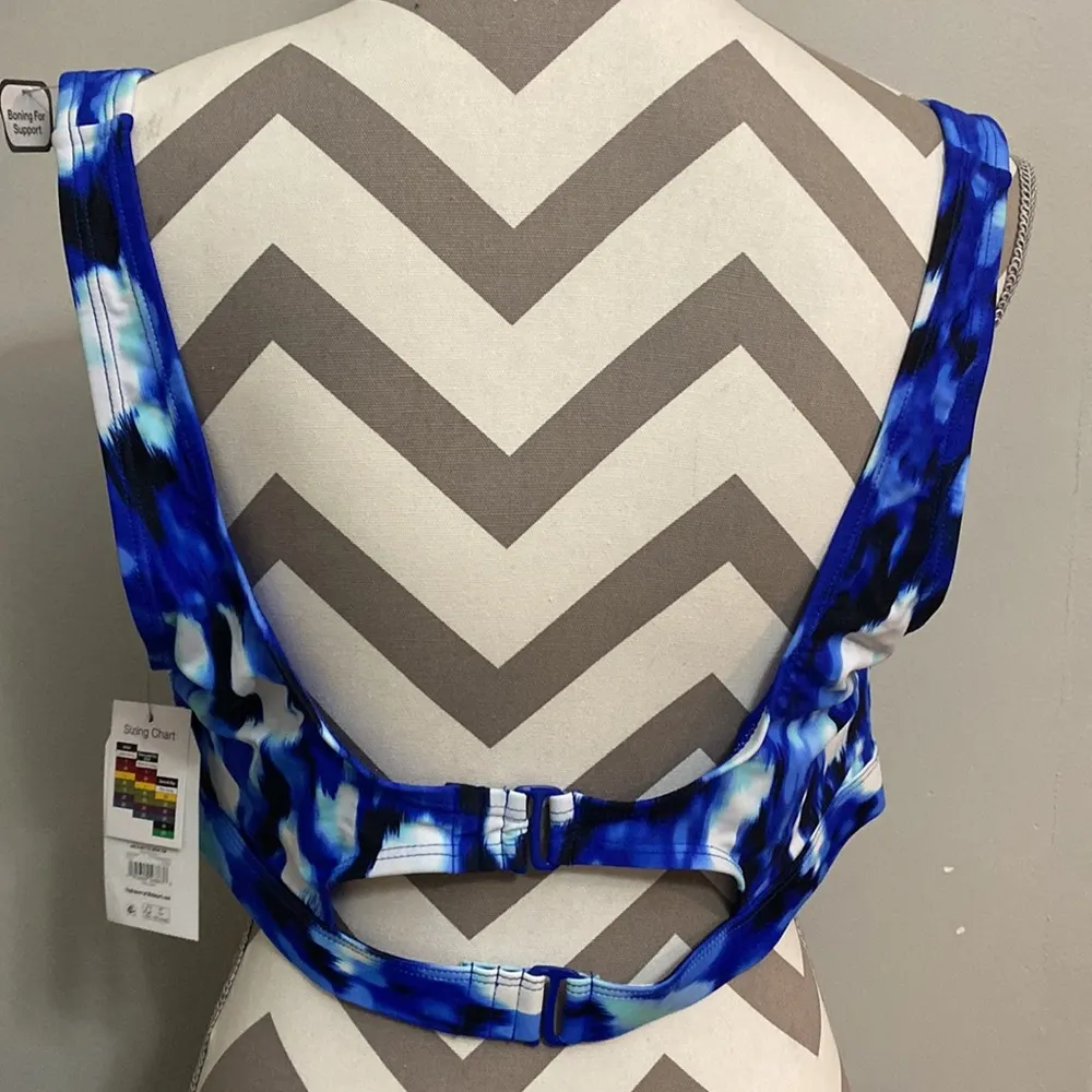 Time and Tru New! Blue/white Tie Dye cutout swim top size XL 16 - Image 4