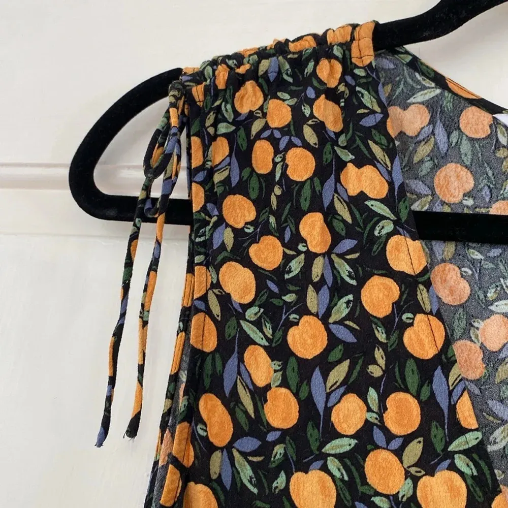 & Other Stories Tie Shoulder Mini Dress Oranges Print‎ Floral Tropical Size 6 - Image 9