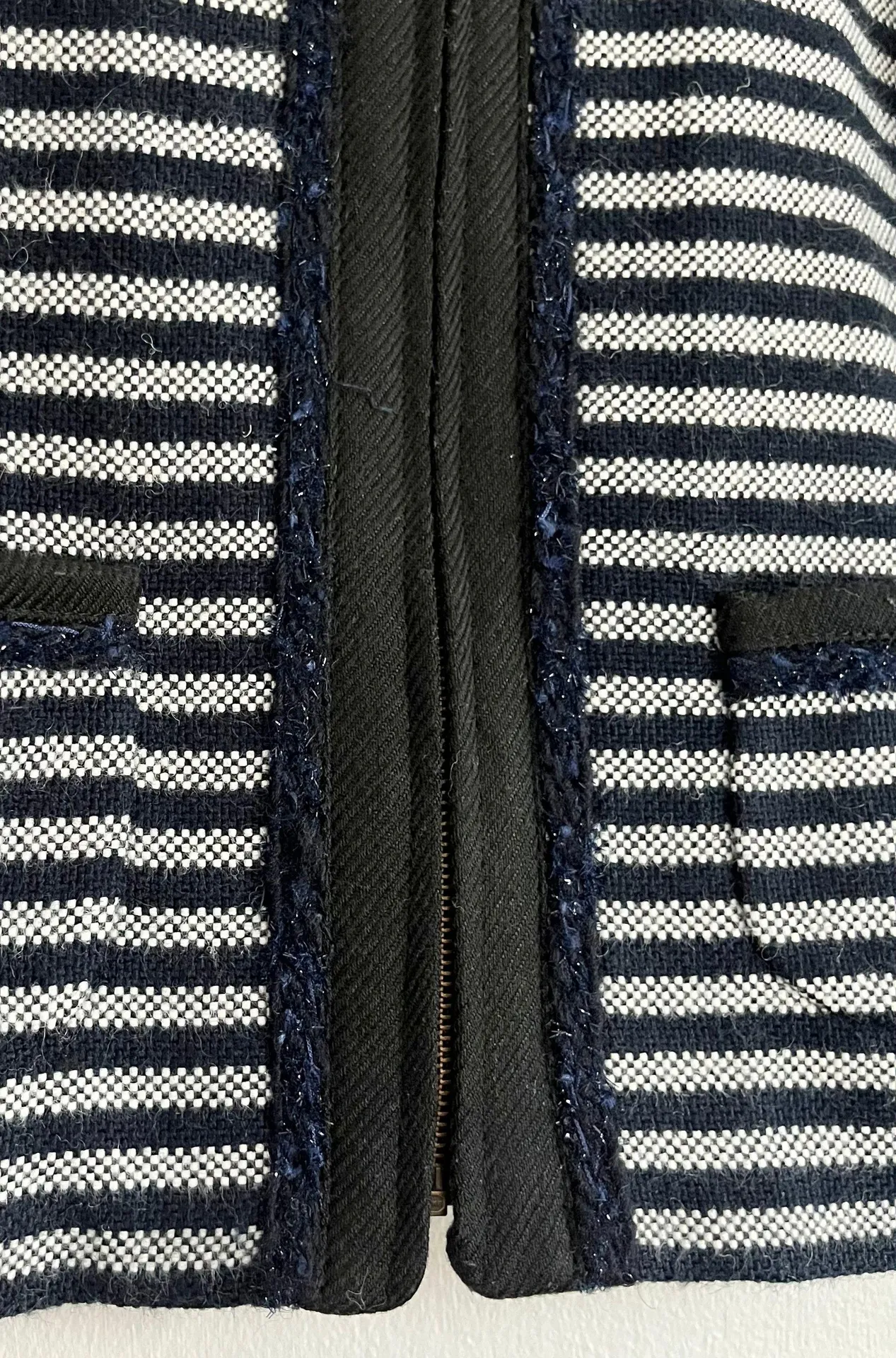 J. Crew Factory Suiting Wool Striped Tweed Full Zip Jacket Blue Women’s Size 4 - Image 8