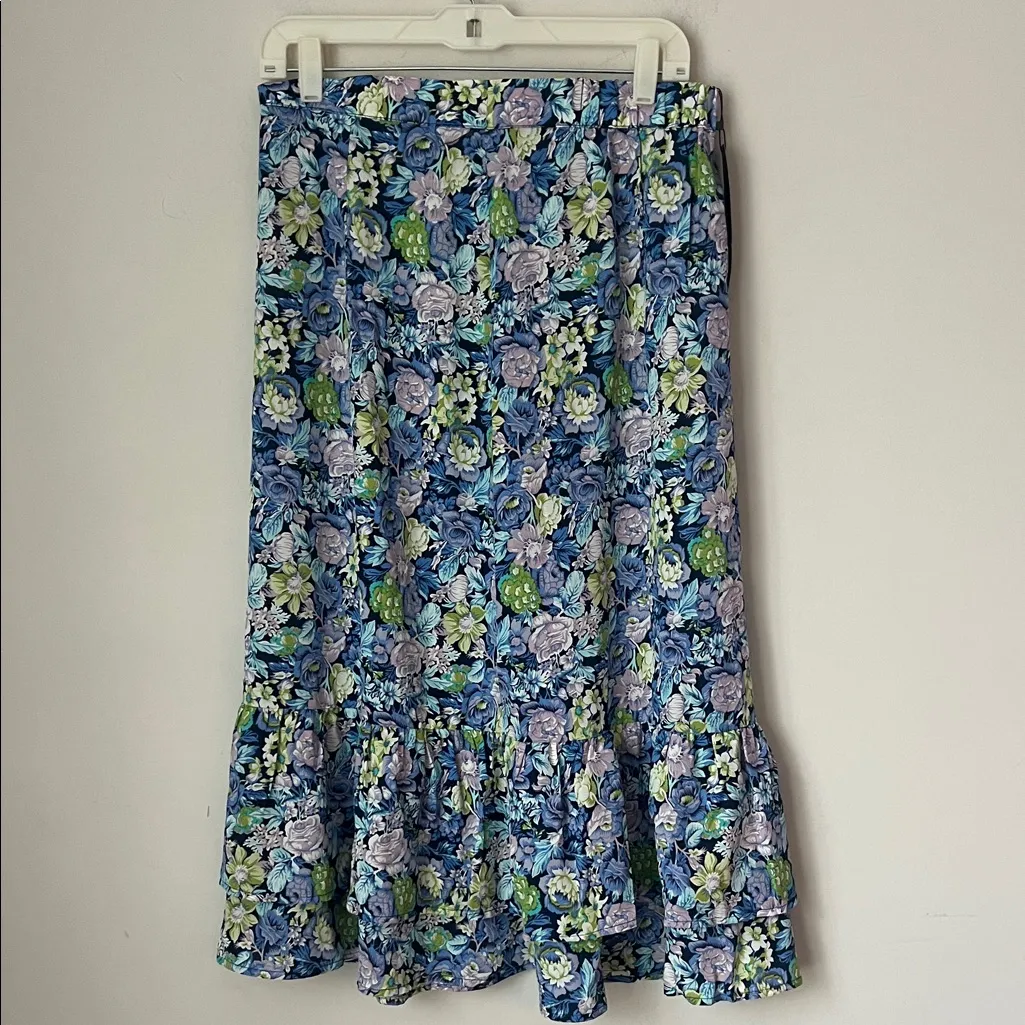 INSPIRE CHIC Women's Chiffon Skirt Elastic Waist Ruffle Floral Flowy Sz M = - Image 3