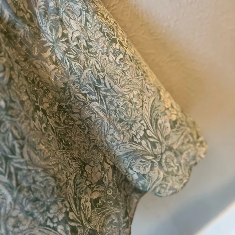 Floral Metallic Tie Waist Long Sleeve Midi Slip Over Dress  
Halogen NWOT - Image 12