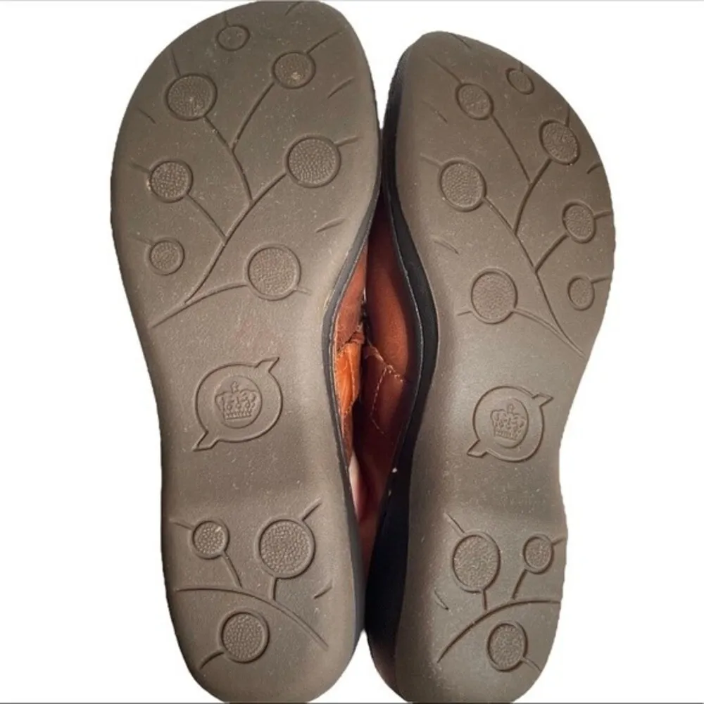 Born Mules Brown Leather Saddle Stich Braided Decorative Strap Women’s Size 7 - Image 8