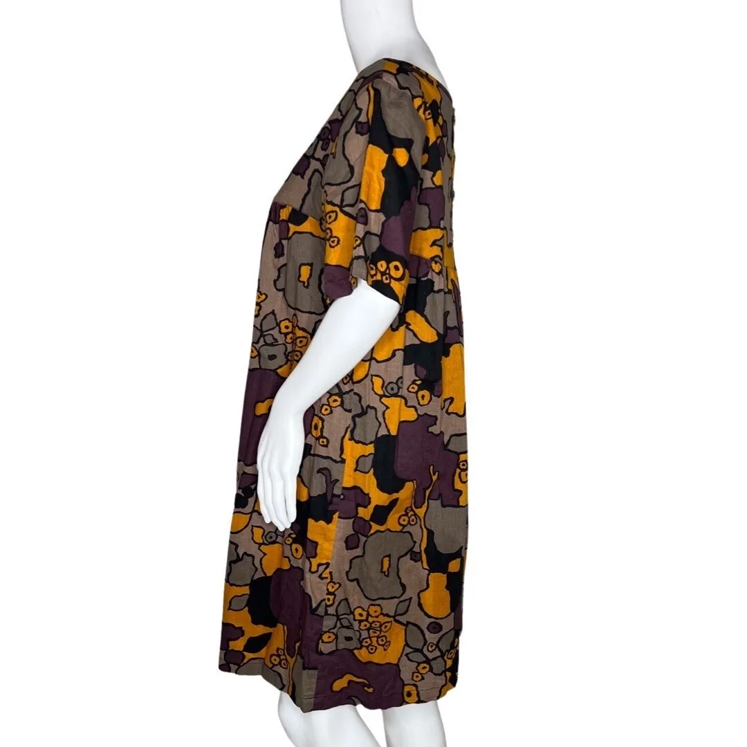 French Connection Dress Large Abstract Print Babydoll Retro Boho Mod Art Tunic - Image 3